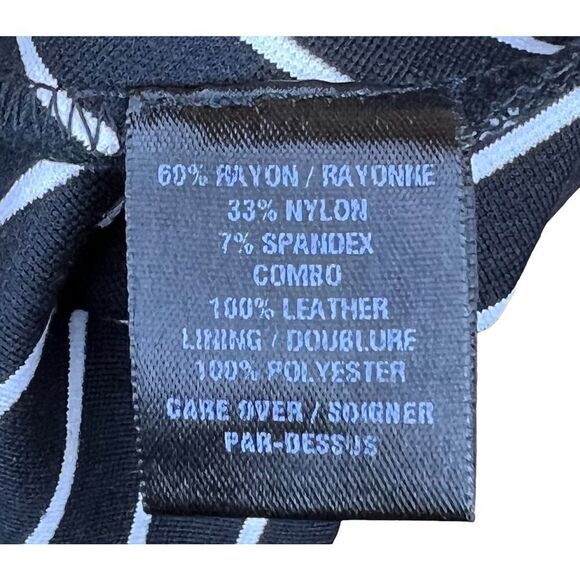 Cynthia Steffe Black Dress W/ White Stripes W/ Leather Trim Size 0 - Picture 6 of 6